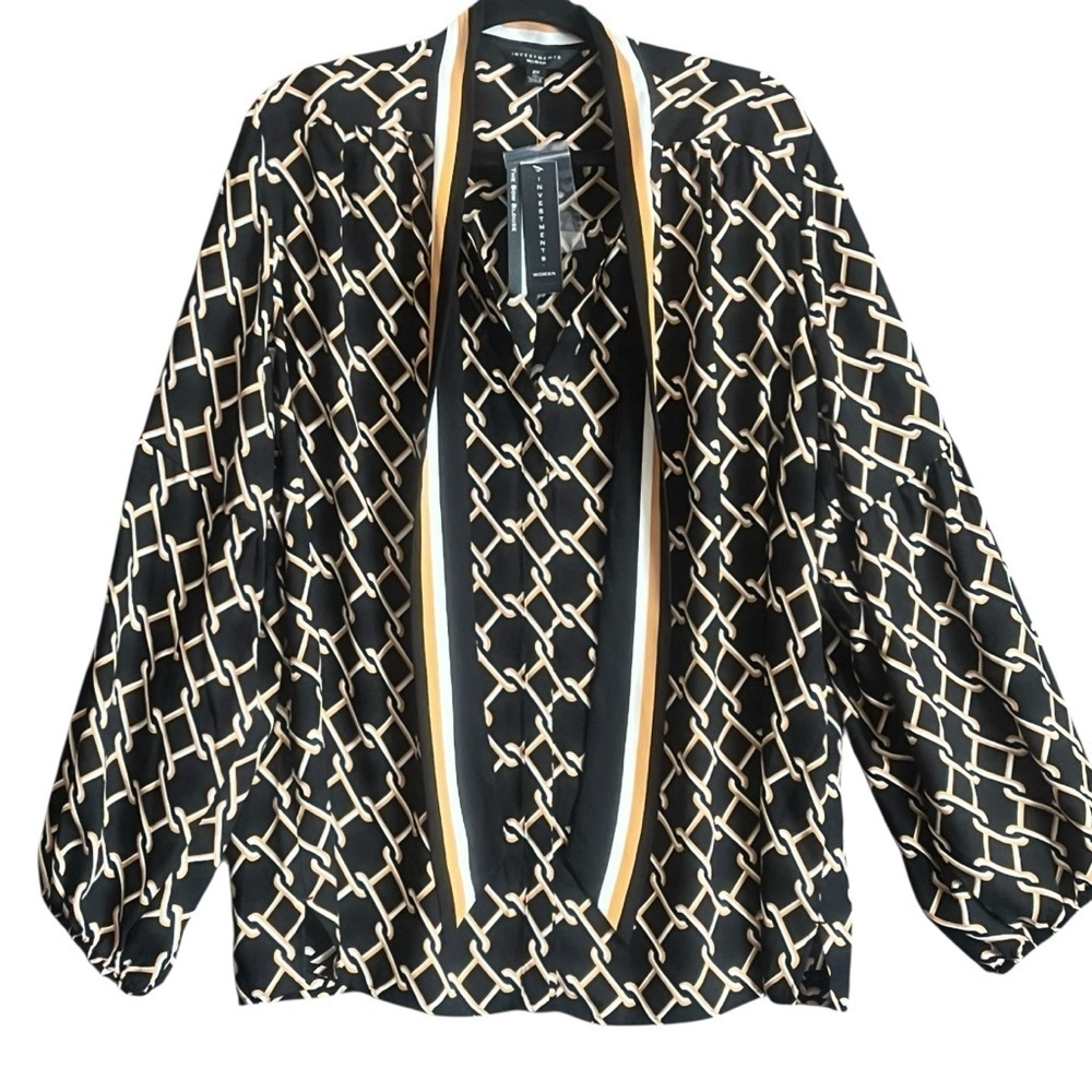 Investments Woman The Bow Blouse Long Sleeve Tie Neck Top